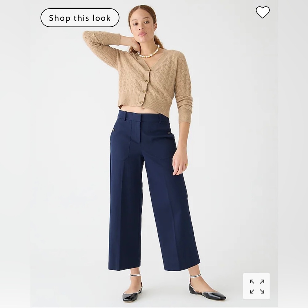 J.Crew petite Sydney wide-leg pant in bi-stretch cotton blend in navy